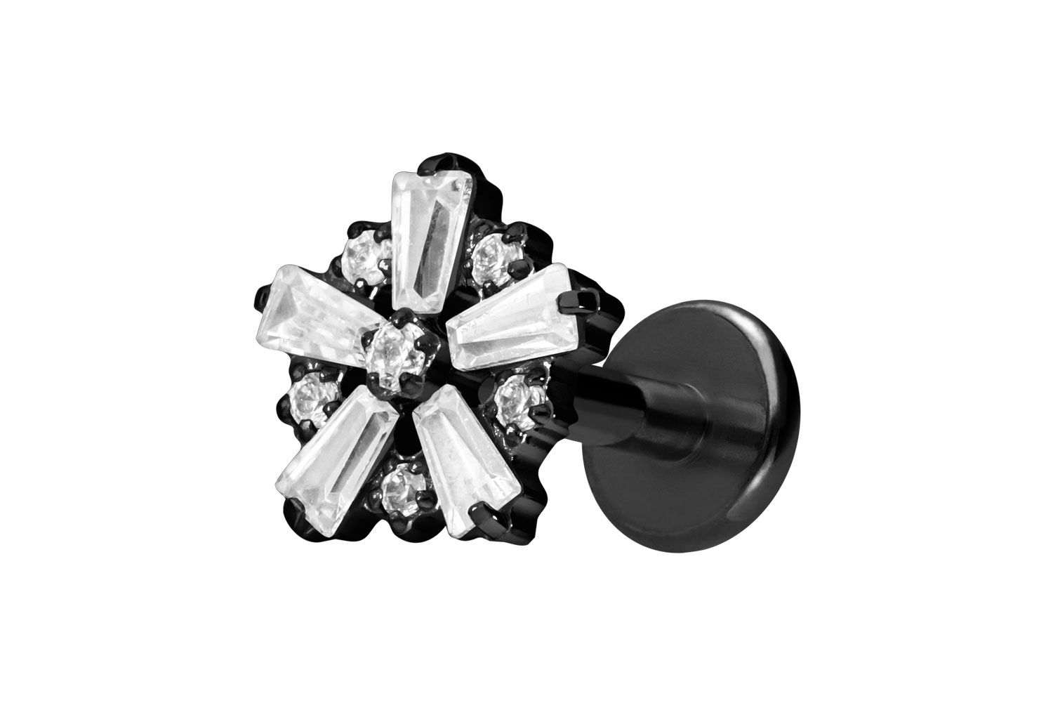 Titan Labret Piercing mit Innengewinde SCHNEEFLOCKE